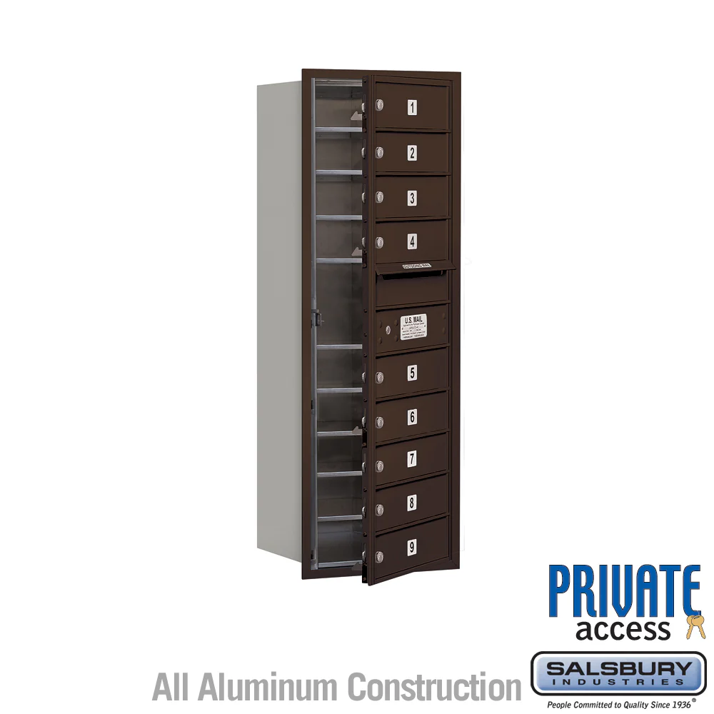 11 Door High Recessed Mounted 4C Horizontal Mailbox with 9 Doors in Bronze - Private Access