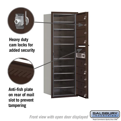 11 Door High Recessed Mounted 4C Horizontal Mailbox with 9 Doors in Bronze - Private Access - Image 3