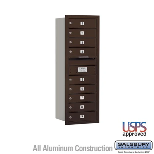 11 Door High Recessed Mounted 4C Horizontal Mailbox with 9 Doors in Bronze - Rear Loading