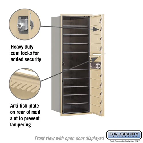 11 Door High Recessed Mounted 4C Horizontal Mailbox with 9 Doors in Sandstone - Front Loading - Image 2