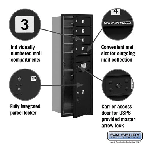 11-Door High Recessed Mounted 4C Horizontal Mailbox with Parcel Locker - Black - Image 2