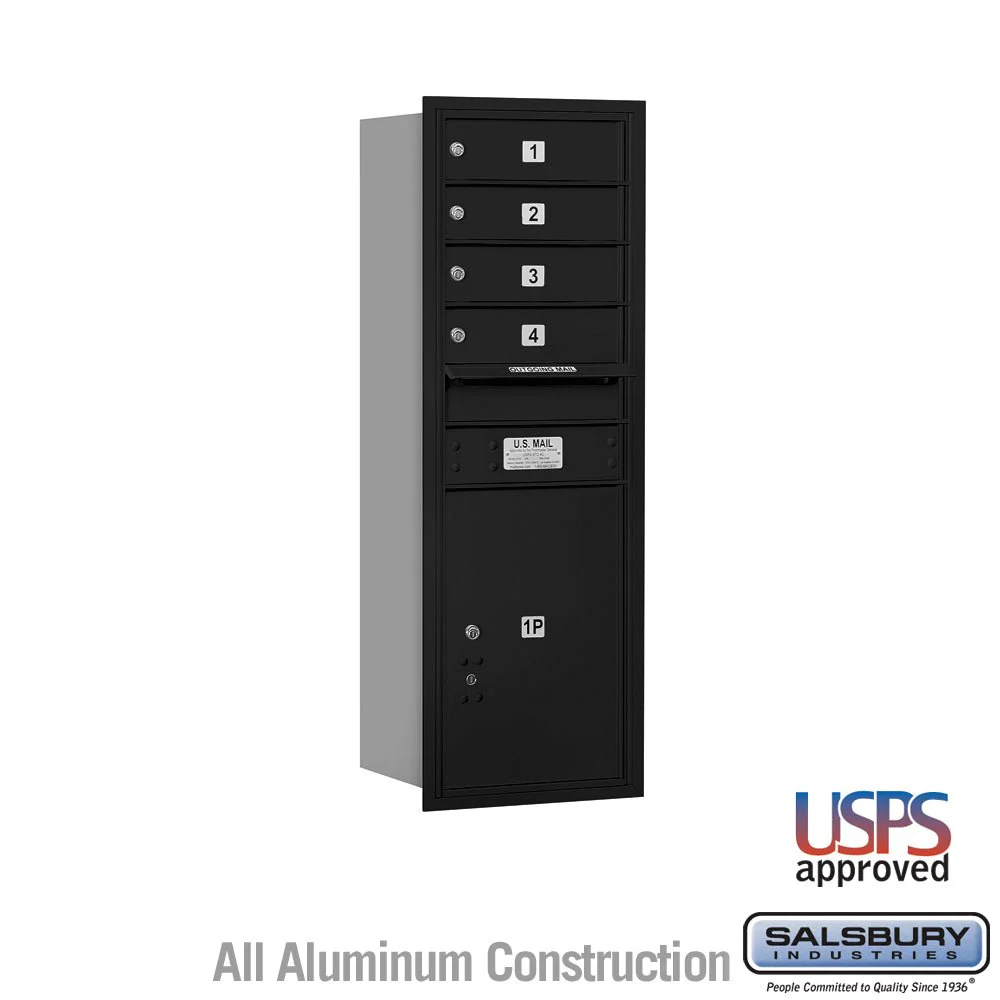 11-Door High Recessed Mounted 4C Horizontal Mailbox with Parcel Locker - Black - Rear Loading