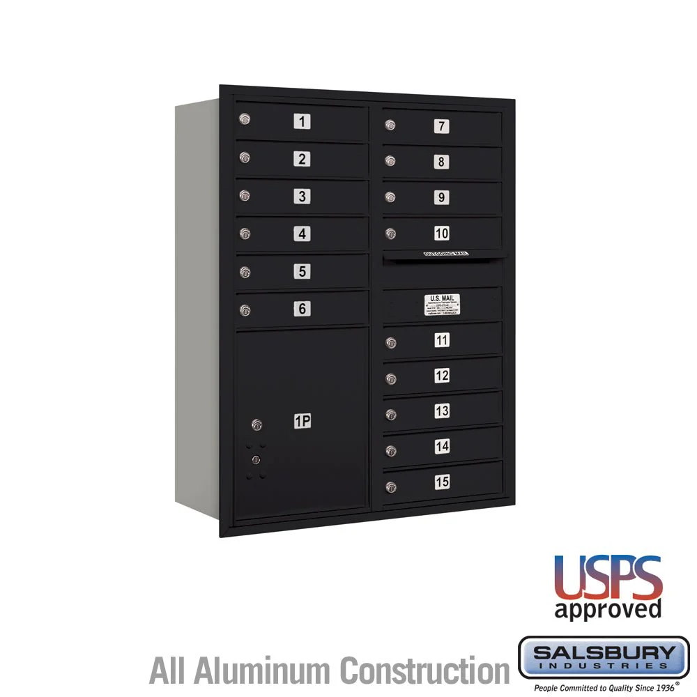 11 Door High Recessed Mounted 4C Horizontal Mailbox with Parcel Locker - Black - Rear Loading