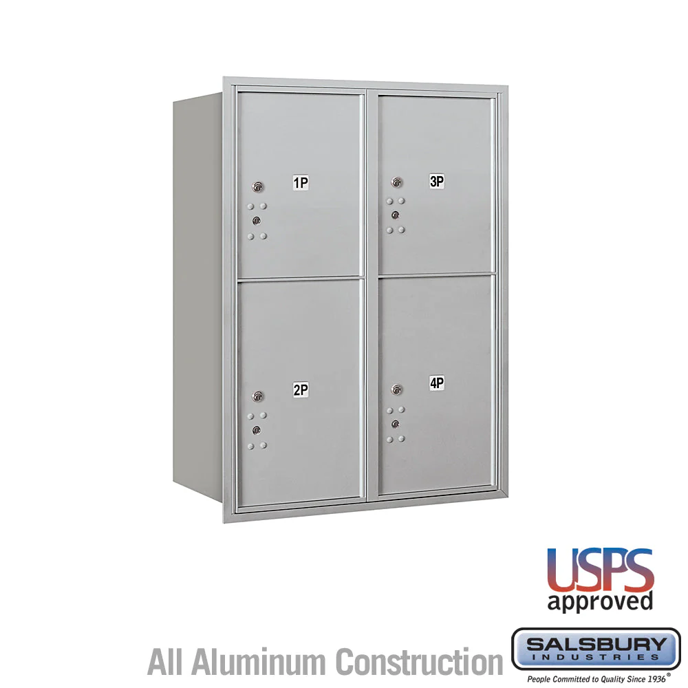 11-Door High Recessed Parcel Locker with 4 Parcel Lockers - Rear Loading