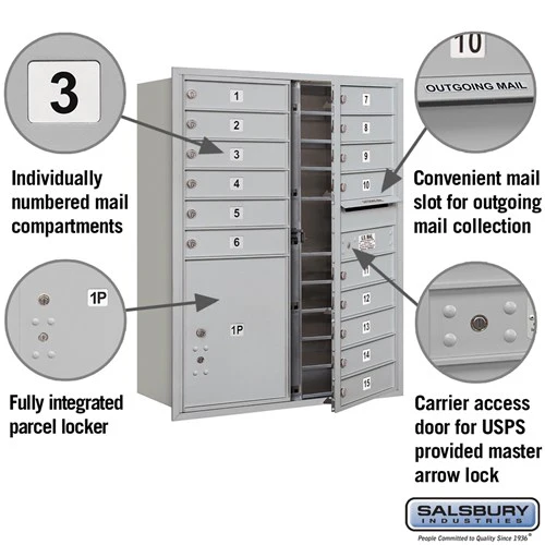 11-Door High Recessed Parcel Locker with 4 Parcel Lockers - Rear Loading - Image 4
