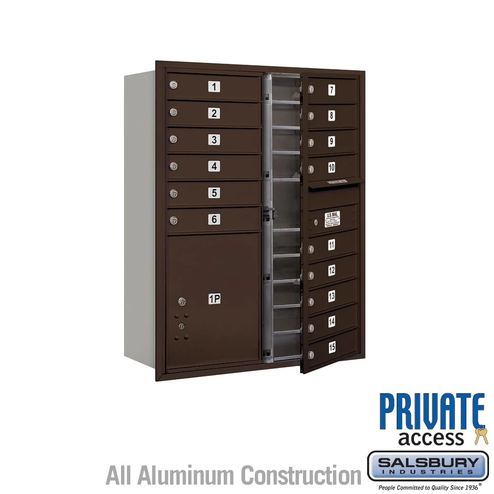 11 Door High Recessed Mounted 4C Horizontal Mailbox with Parcel Locker in Bronze