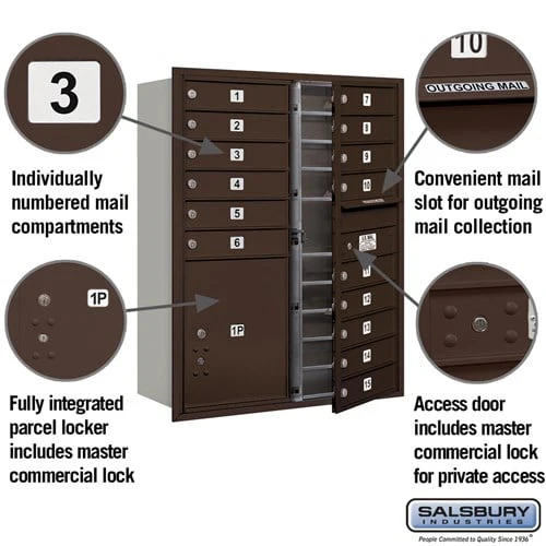 11 Door High Recessed Mounted 4C Horizontal Mailbox with Parcel Locker in Bronze - Image 2