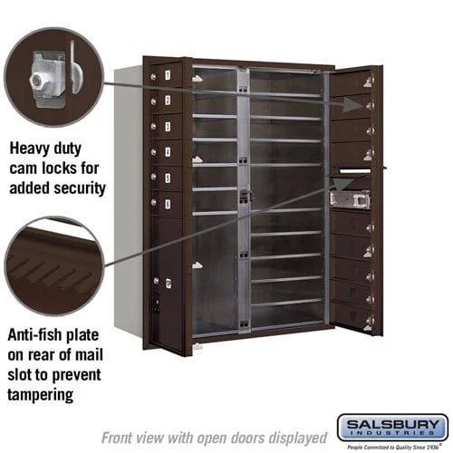 11 Door High Recessed Mounted 4C Horizontal Mailbox with Parcel Locker in Bronze - Image 3