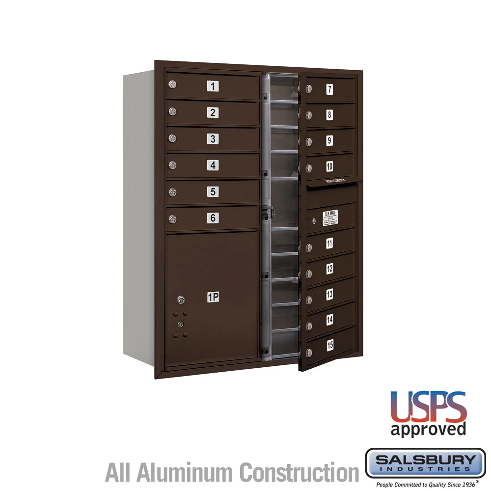 11 Door High Recessed Mounted 4C Horizontal Mailbox with Parcel Locker in Bronze