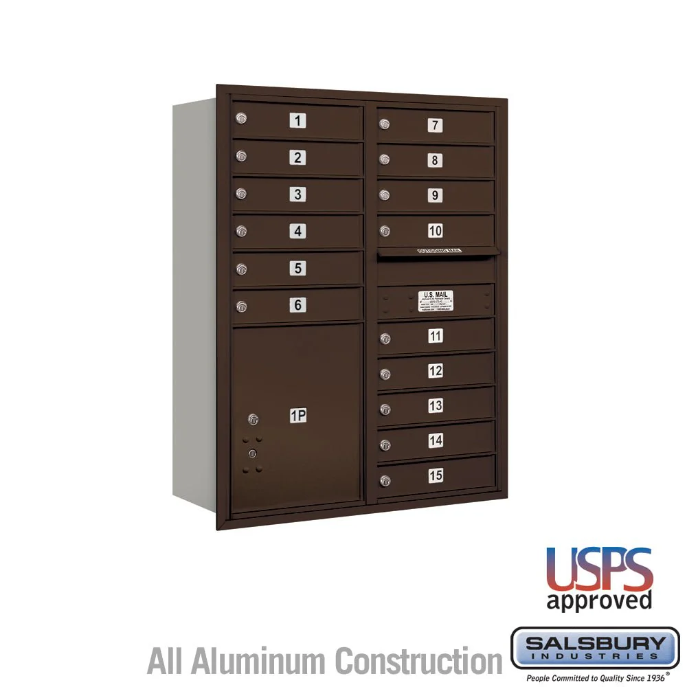 11 Door High Recessed Mounted 4C Horizontal Mailbox with Parcel Locker in Bronze