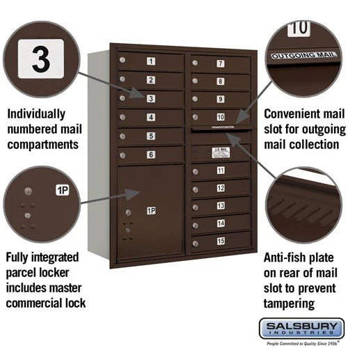 11 Door High Recessed Mounted 4C Horizontal Mailbox with Parcel Locker in Bronze - Image 2