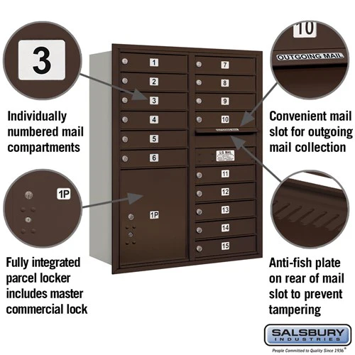 11 Door High Recessed Mounted 4C Horizontal Mailbox with Parcel Locker in Bronze - Image 7
