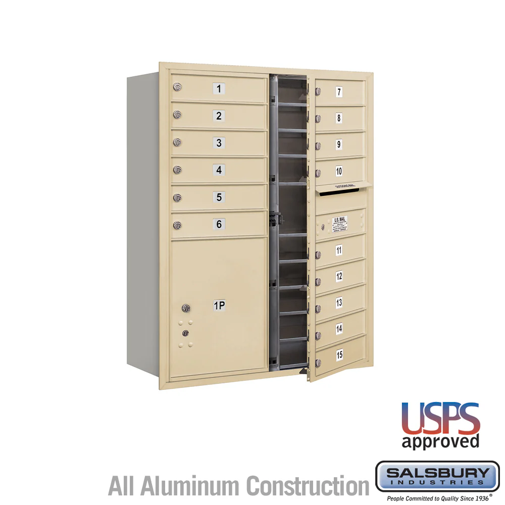 11-Door High Recessed Mounted 4C Horizontal Mailbox with Parcel Locker in Sandstone