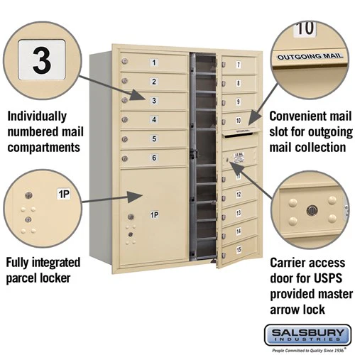 11-Door High Recessed Mounted 4C Horizontal Mailbox with Parcel Locker in Sandstone - Image 2