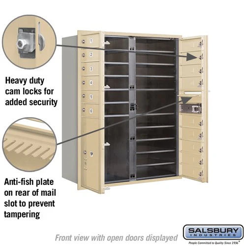 11-Door High Recessed Mounted 4C Horizontal Mailbox with Parcel Locker in Sandstone - Image 3