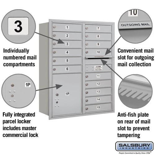 11 Door High Recessed Mounted 4C Horizontal Mailbox with Parcel Locker - Rear Loading - Image 2