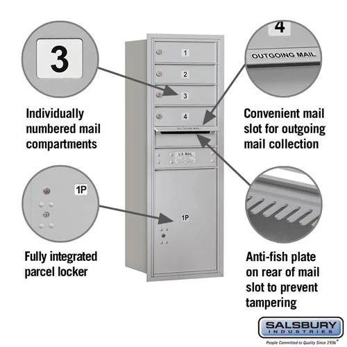 11 Door High Recessed Mounted 4C Horizontal Mailbox with Parcel Locker - Rear Loading - Image 2