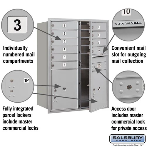 11 Door High Recessed Mounted 4C Horizontal Mailbox with Parcel Lockers - Front Loading - Image 2