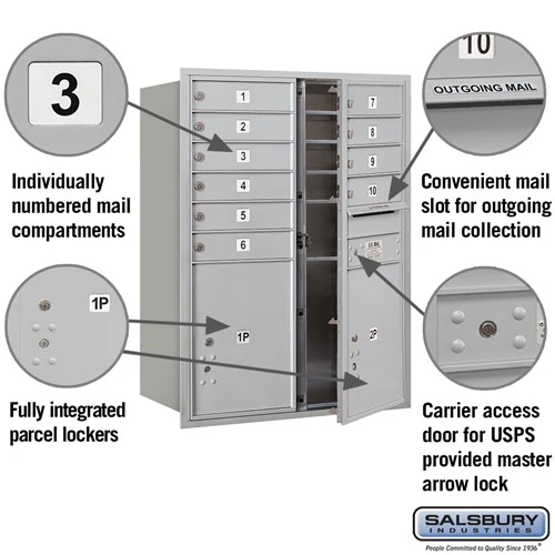 11-Door High Recessed Mounted 4C Horizontal Mailbox with Parcel Lockers - Front Loading - Image 2