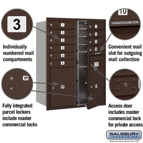 11 Door High Recessed Mounted 4C Horizontal Mailbox with Parcel Lockers in Bronze - Image 2
