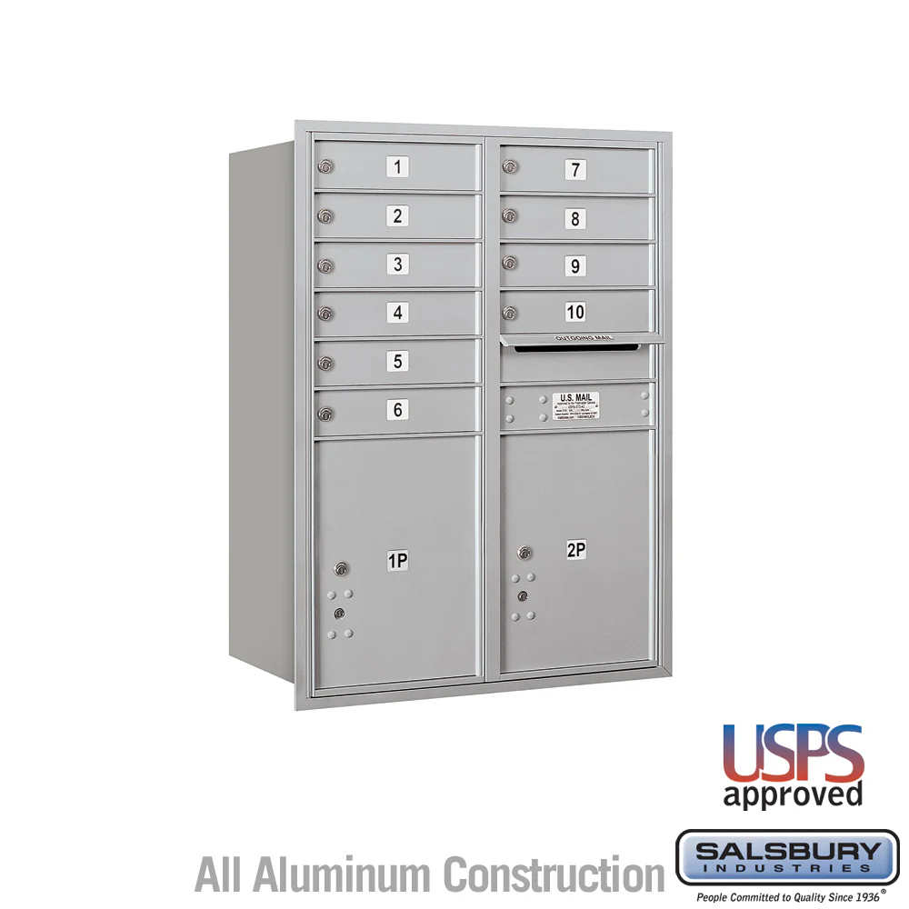 11 Door High Recessed Mounted 4C Horizontal Mailbox with Parcel Lockers - Rear Loading