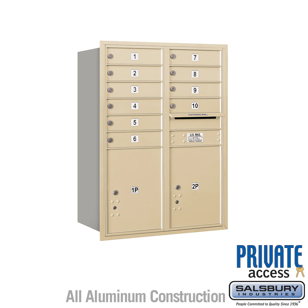 11-Door High Recessed Mounted Mailbox with Parcel Locker - Sandstone - Image 4