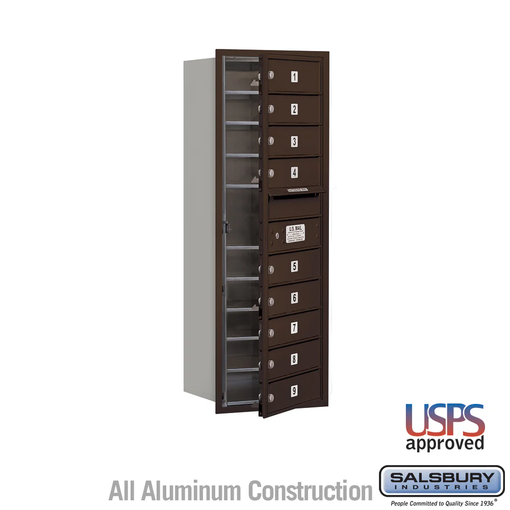 11-Door High Recessed Mounted 4C Horizontal Mailbox with USPS Access - Bronze