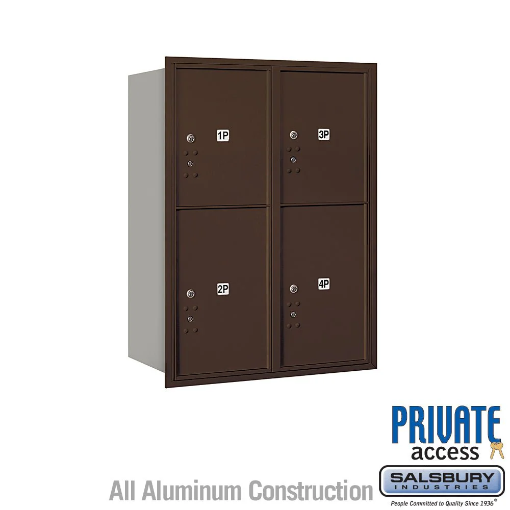 11-Door High Recessed Mounted Parcel Locker with 4 Parcel Lockers - Bronze - Rear Loading
