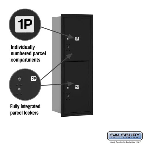 11-Door High Recessed Mounted Parcel Locker with 2 Parcel Lockers - Black, Rear Loading - Image 2