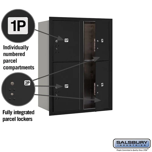 11-Door High Recessed Mounted Parcel Locker with 2 Parcel Lockers - Black, Rear Loading - Image 4