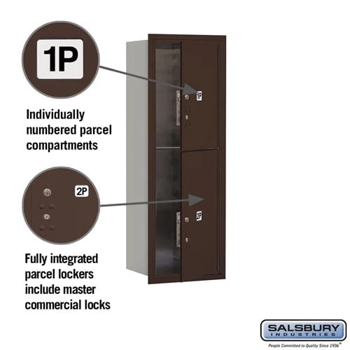 11 Door High Recessed Mounted 4C Horizontal Parcel Locker with 2 Parcel Lockers in Bronze - Front Loading - Image 2