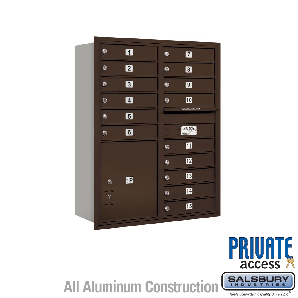 11 Door High Recessed Mounted Mailbox with Parcel Locker - Bronze - Rear Loading