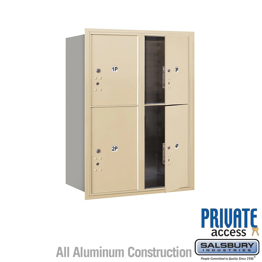 11-Door High Recessed Mounted Parcel Locker with 4 Parcel Lockers in Sandstone - Front Loading
