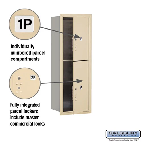 11-Door High Recessed Mounted Parcel Locker with 4 Parcel Lockers in Sandstone - Front Loading - Image 6