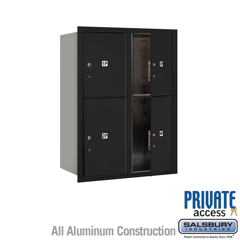 11-Door High Recessed Mounted Parcel Locker with 4 Parcel Lockers - Black - Front Loading