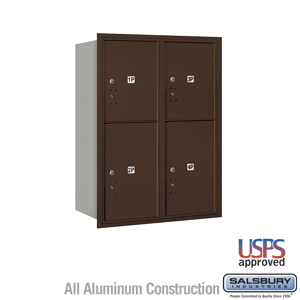11-Door High Recessed Mounted Parcel Locker with 4 Parcel Lockers - Bronze - Rear Loading