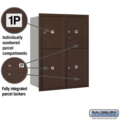 11-Door High Recessed Mounted Parcel Locker with 4 Parcel Lockers - Bronze - Rear Loading - Image 2