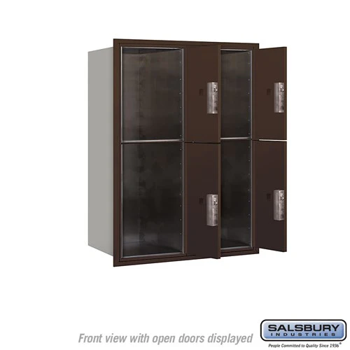 11 Door High Recessed Mounted Parcel Locker with 4 Parcel Lockers in Bronze - USPS Access - Image 3