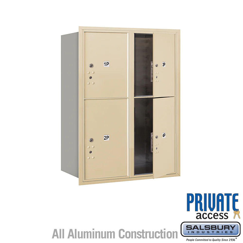 11-Door High Recessed Mounted Parcel Locker with 4 Parcel Lockers in Sandstone - Front Loading