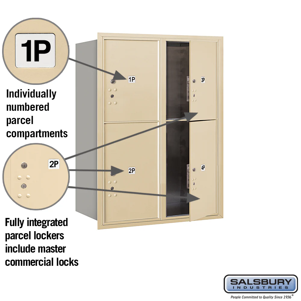 11-Door High Recessed Mounted Parcel Locker with 4 Parcel Lockers in Sandstone - Front Loading - Image 2