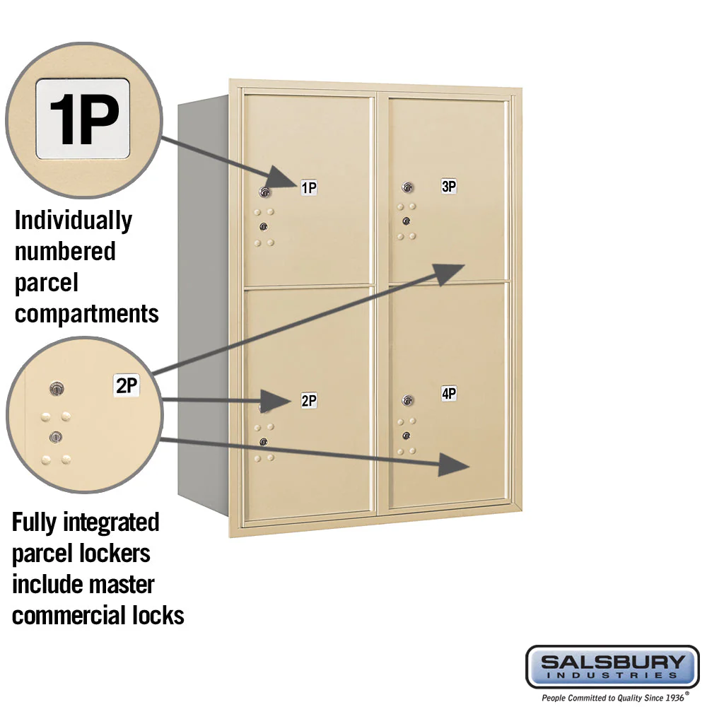 11 Door High Recessed Mounted Parcel Locker with 4 Parcel Lockers - Sandstone - Rear Loading - Image 2