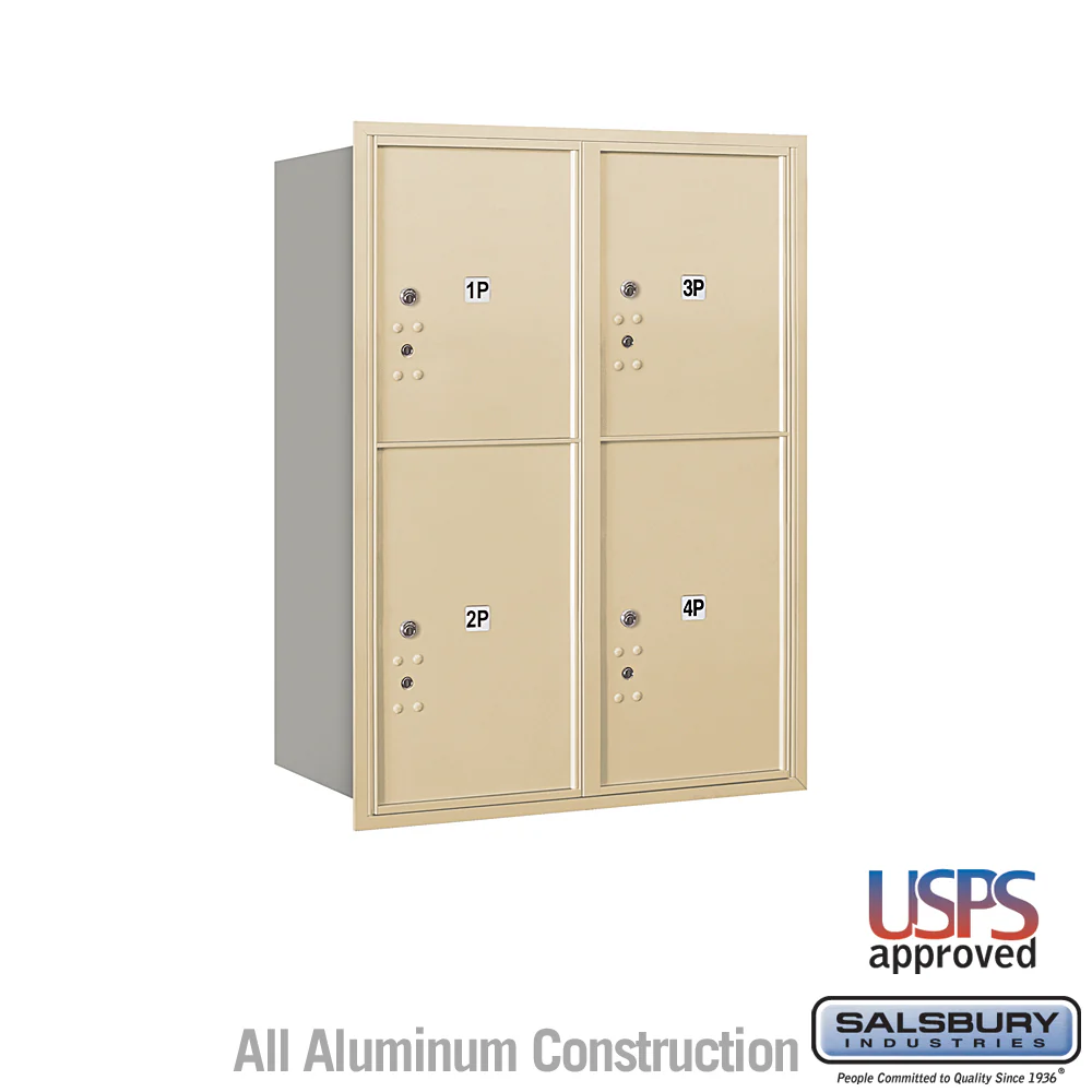 11 Door High Recessed Mounted Parcel Locker with 4 Parcel Lockers - Sandstone - Rear Loading - Image 3