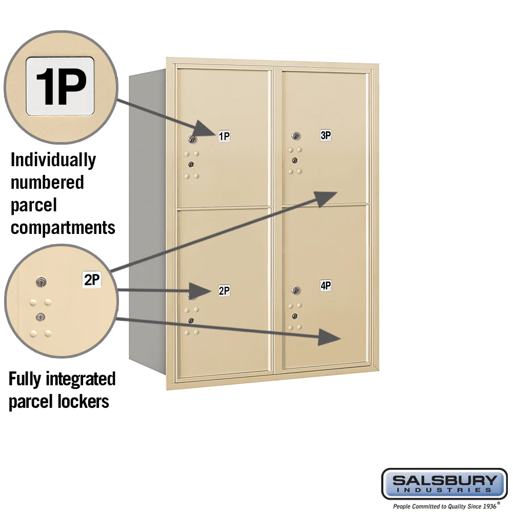 11 Door High Recessed Mounted Parcel Locker with 4 Parcel Lockers - Sandstone - Rear Loading - Image 4