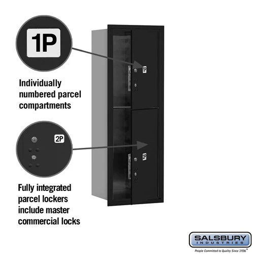 11-Door High Recessed Mailbox with Parcel Locker - Black, Private Access - Image 7