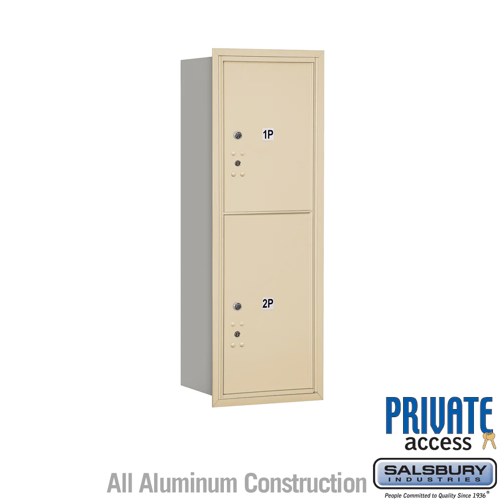 11-Door High Recessed Parcel Locker with 2 Parcel Compartments - Sandstone - Rear Loading