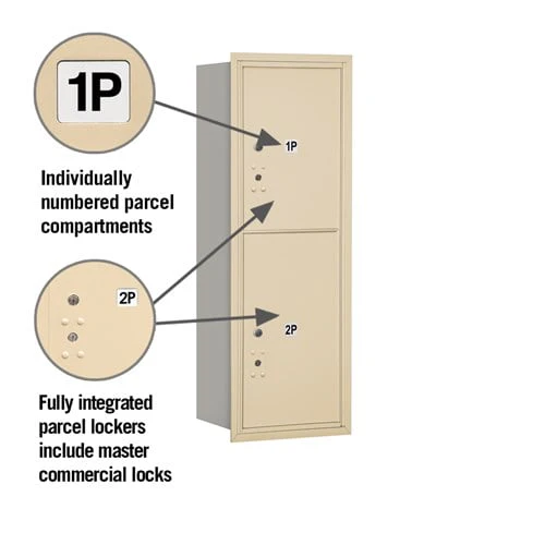 11-Door High Recessed Parcel Locker with 2 Parcel Compartments - Sandstone - Rear Loading - Image 2