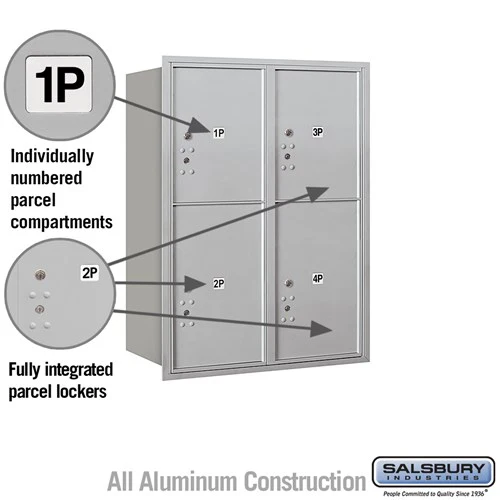 11-Door High Recessed Parcel Locker with 4 Parcel Lockers - Rear Loading - Image 2