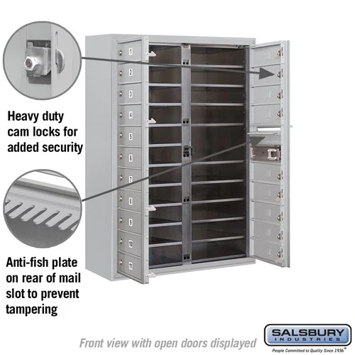 11 Door High Surface Mounted 4C Horizontal Mailbox with 20 Doors in Aluminum for Private Access - Image 3