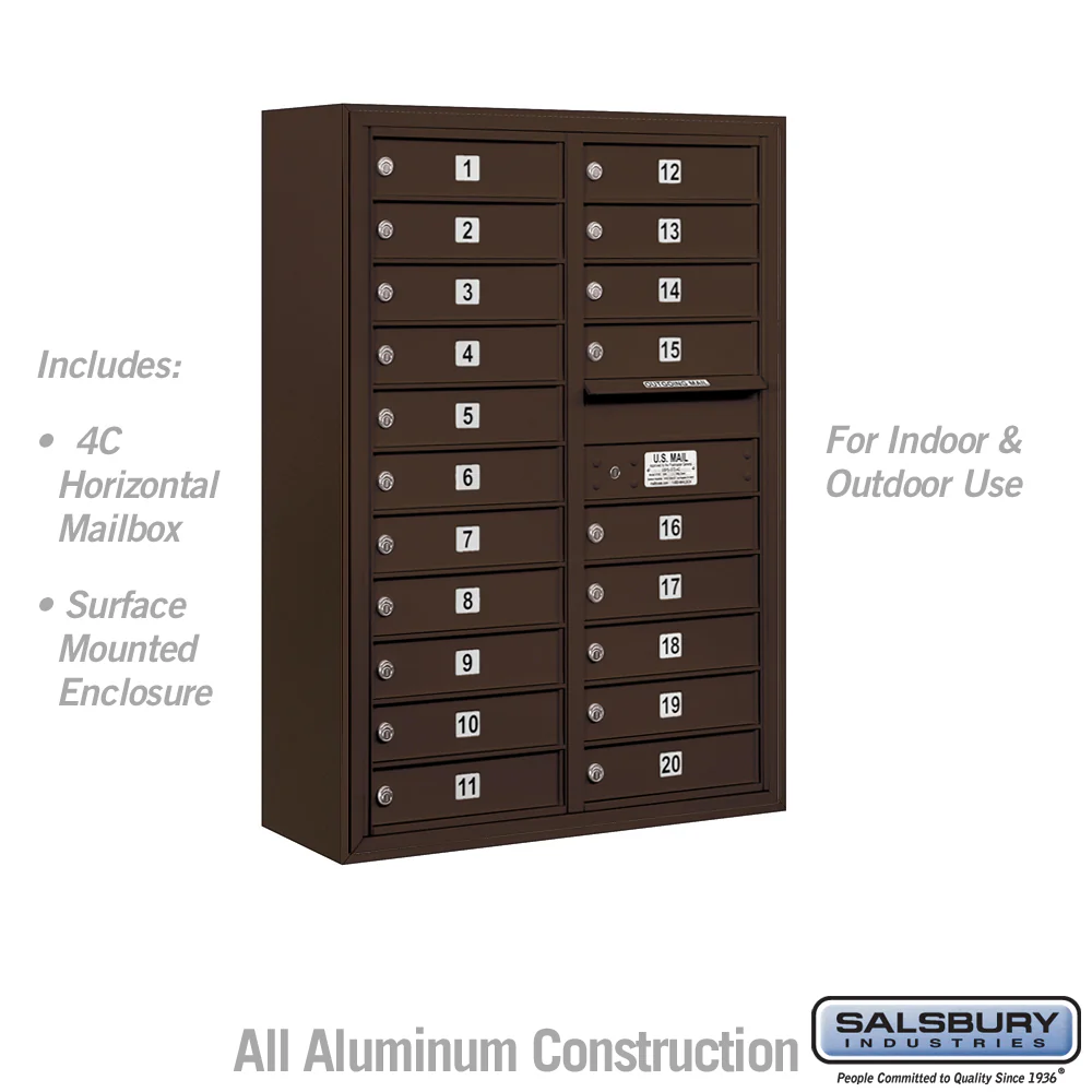 11 Door High Surface Mounted 4C Horizontal Mailbox with Parcel Locker in Sandstone - Image 5