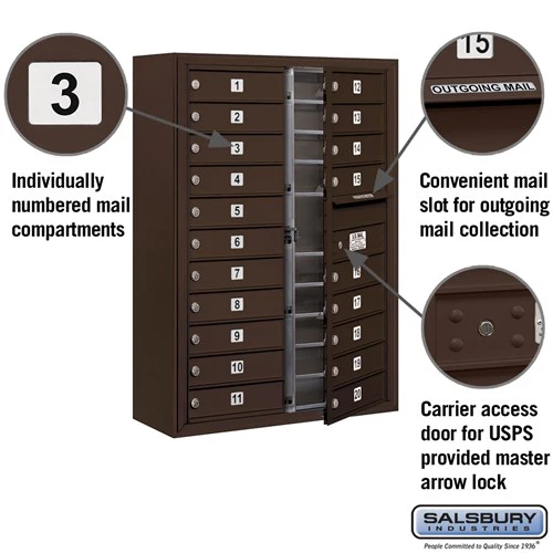 11 Door High Surface Mounted 4C Horizontal Mailbox with Parcel Locker in Sandstone - Image 6
